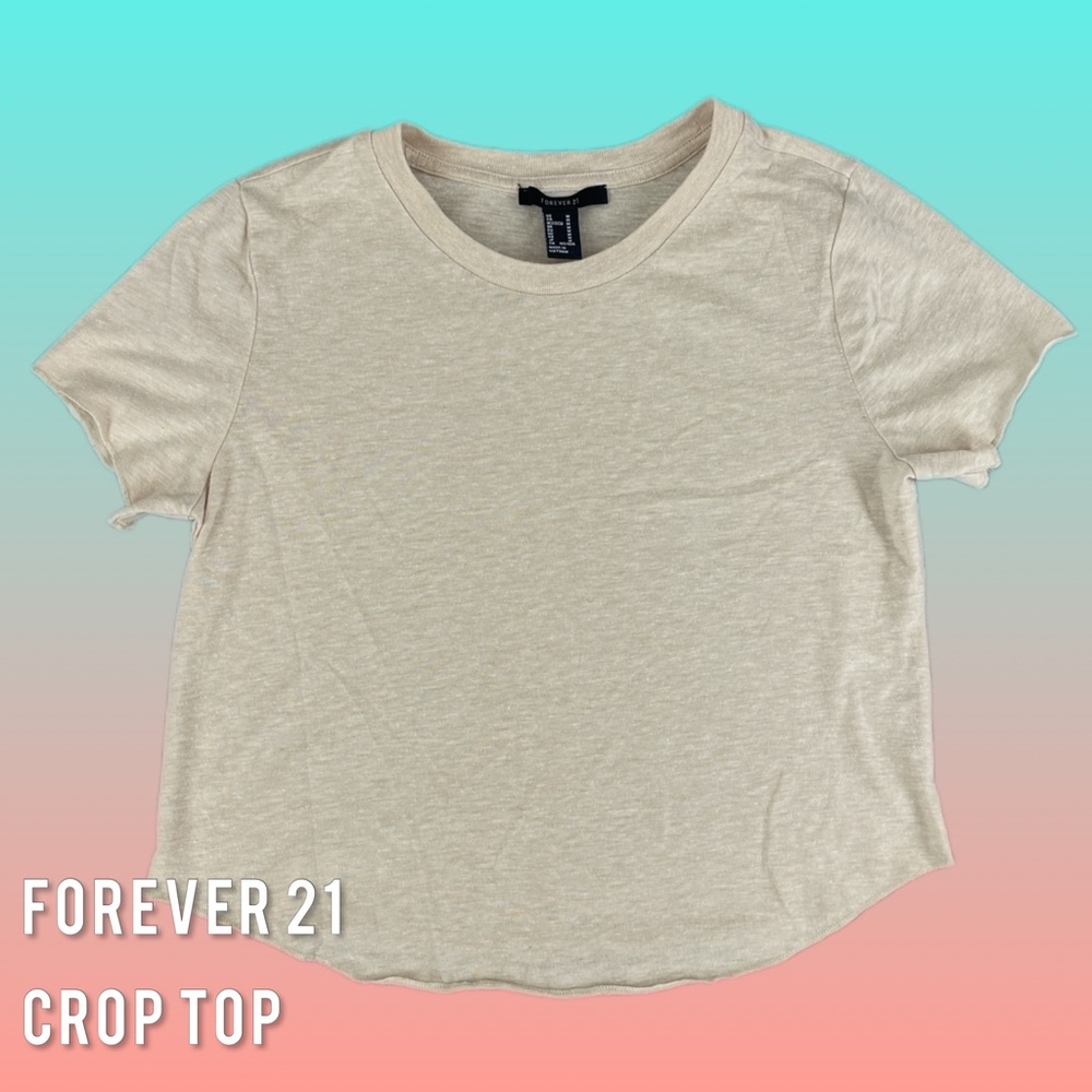 Forever 21 Women's Crop Top Beige Shirt Size Medium